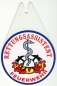 Autoplakette Feuerwehr + Zusatztext, Autoplakette mit Saugnapf, Autoplakette in Tropfenform, Saugnapfschild,