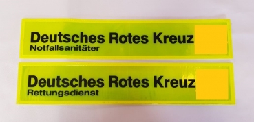 DRK-Rückenschilder gelb, Schilder in gelb/schwarz, RK-Schilder, Schilder mit rotem Kreuz,