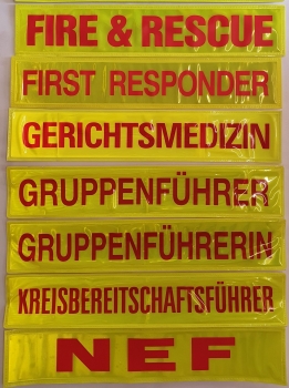 Rückenschild gelb/rot, Sonderpreisartikel, Rückenschild in gelb mit roter Schrift,