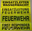 Rückenschild gelb 44x11cm, Sonderpreisartikel, Rückenschild gelb mit schwarzer Schrift, Schild in 44x11 cm, Schilder zum Sonderpreis,