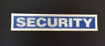 Rückenschilder weiss/blau-negativ, Sonderpreisartikel, Rückenschild SECURITY, Rückenschilder in 42x8 cm, weiss/blaue Schilder,